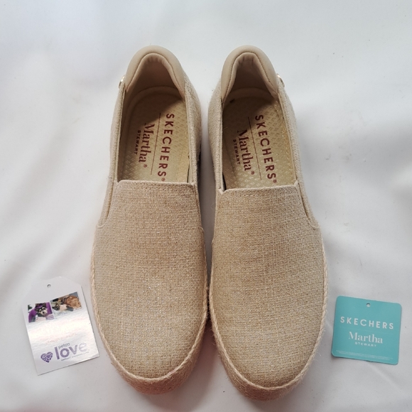 Skechers Shoes - Skechers Martha Natural Beige Slip-On Espadrille Sneakers